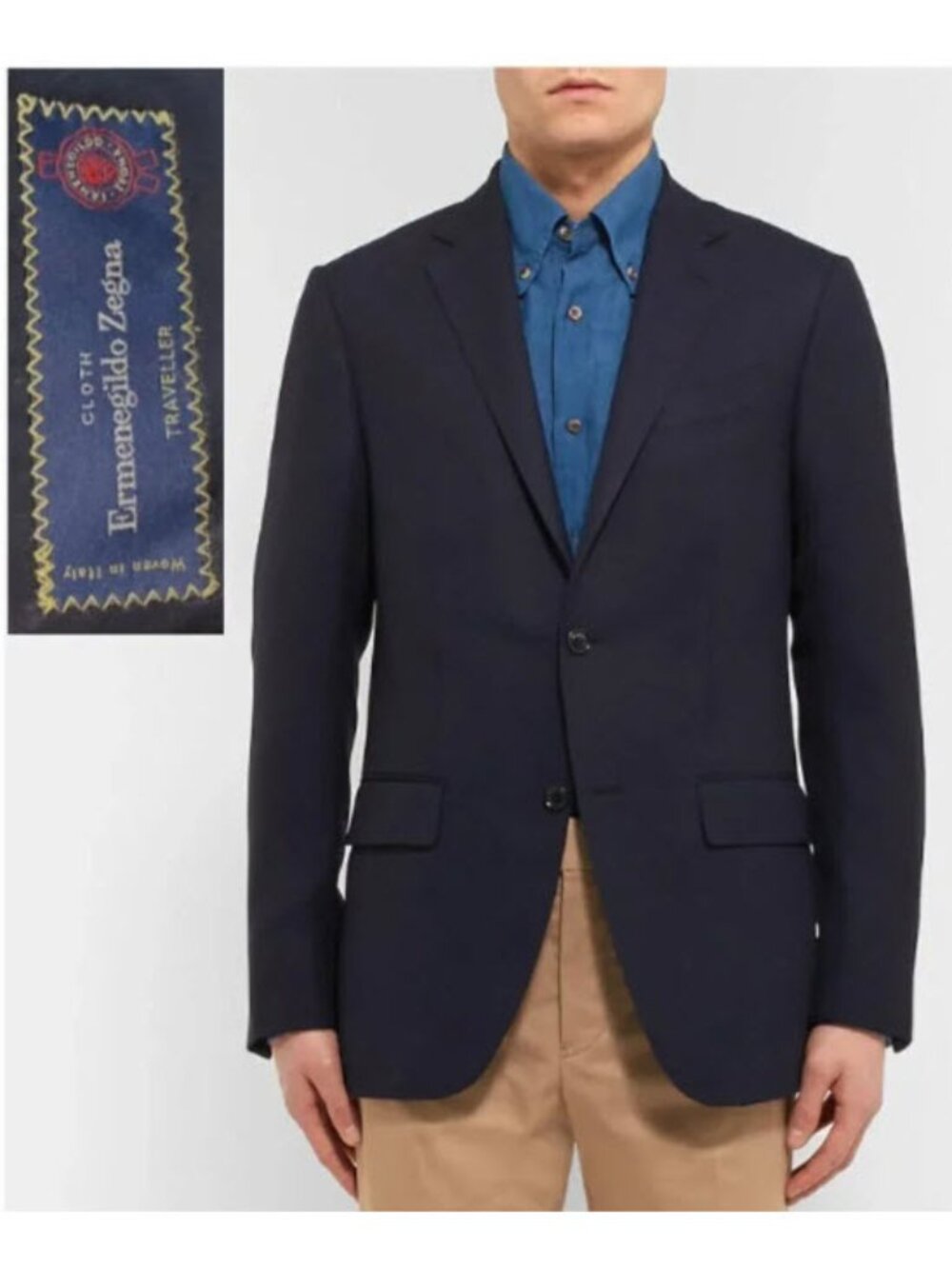 Coppley Navy Wool Blazer 38R Ermenegildo Zegna Traveller Cloth